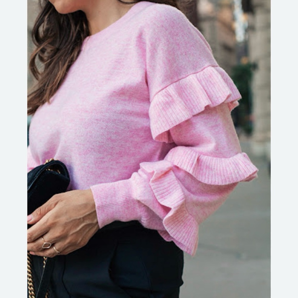 Women’s Ruffle Pink Sweater